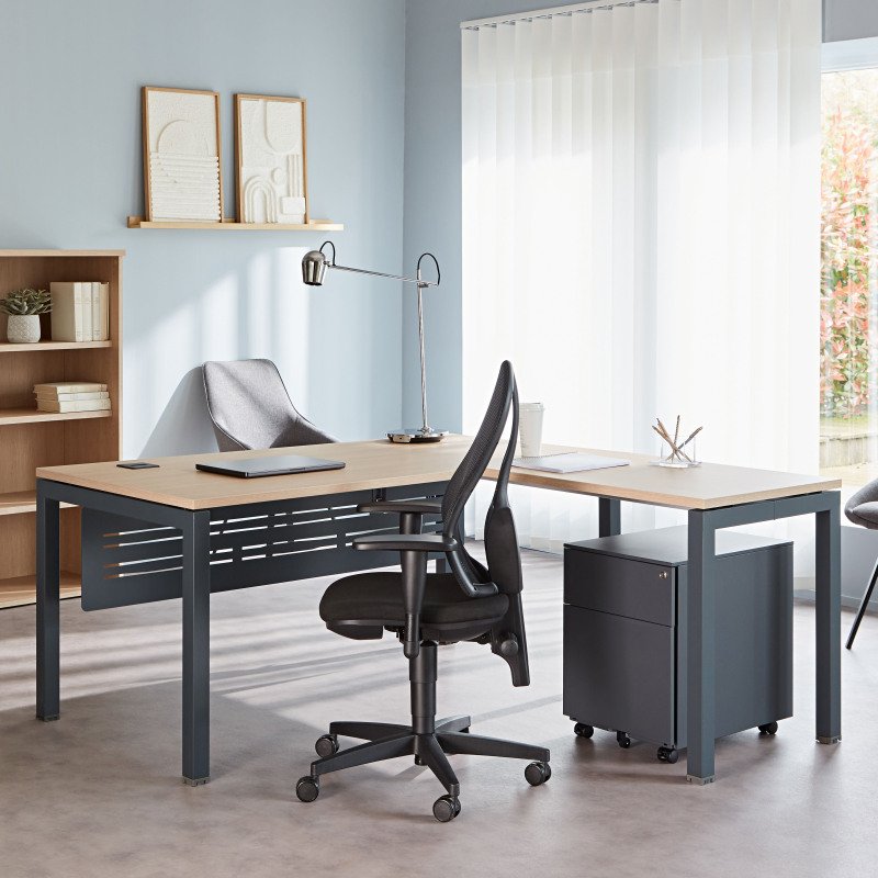 Bureau d'angle Arko L 160 x P 160 cm piètement métal