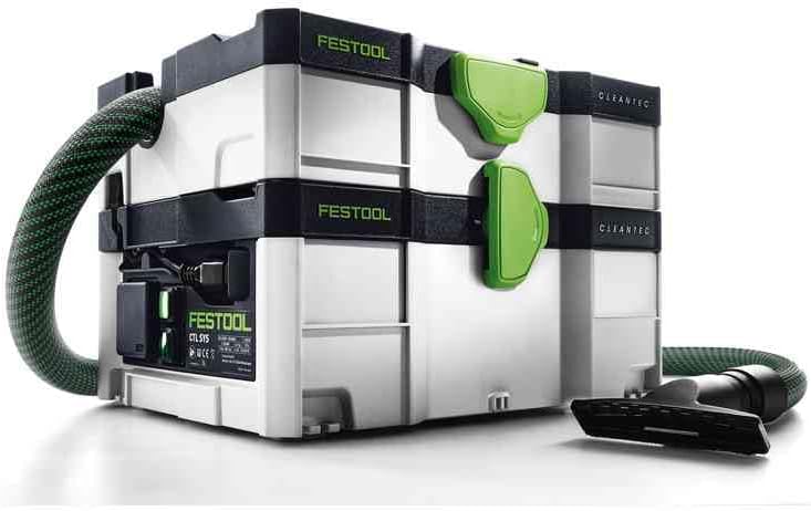 Festool Absaugmobil CTL SYS CLEANTEC (mit Filtersack montiert, Saugschlauch mit Winkeldrehausgleich saugerseitig, Polsterdüse, Fugendüse, Tragegurt)