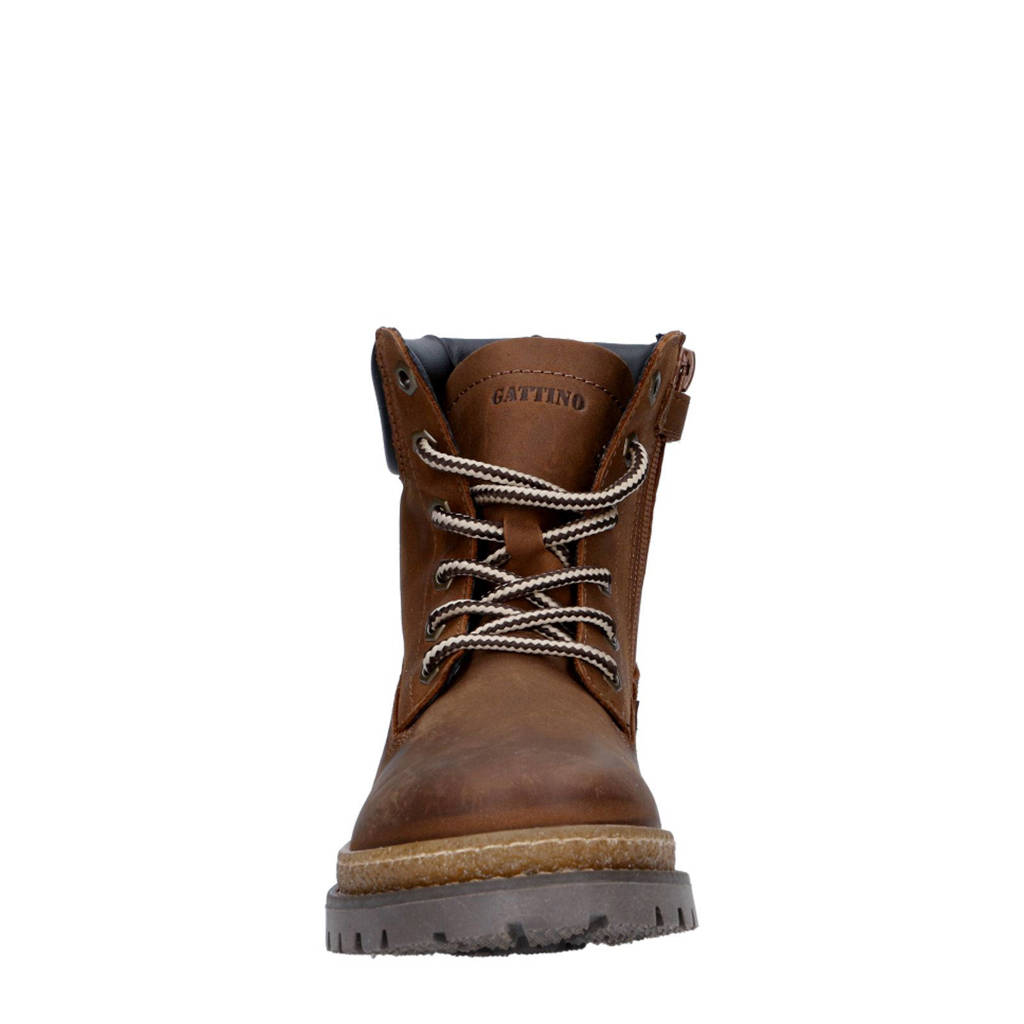 Gattino leren veterboots bruin