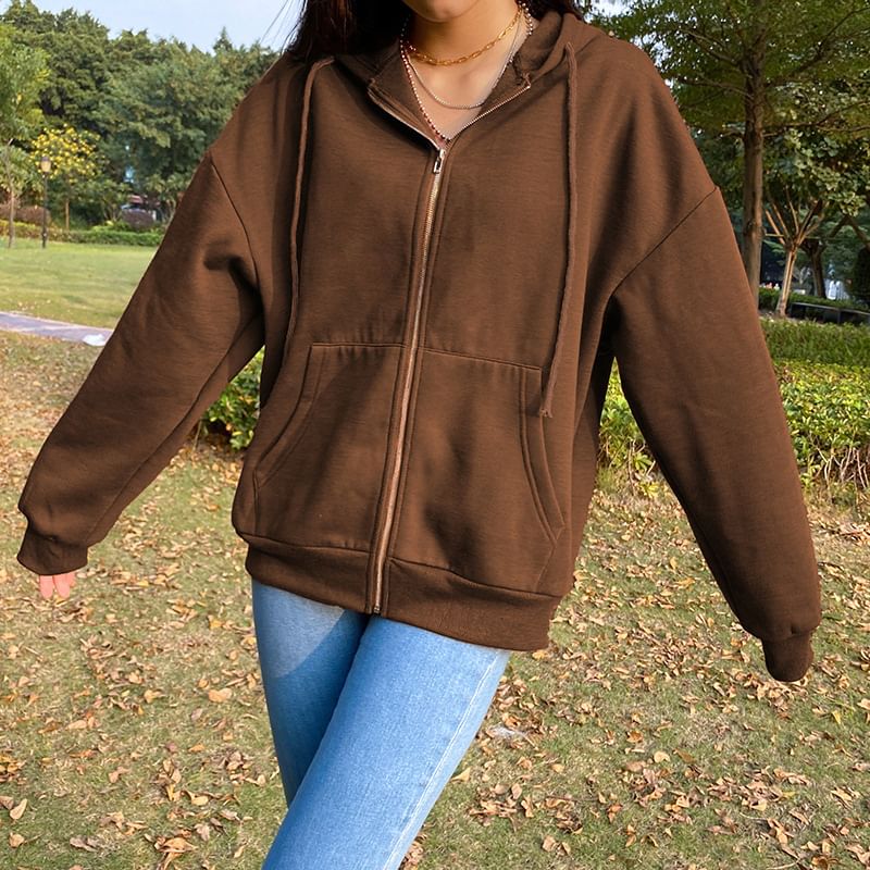 Trisica - Unisex hoodie met lange mouwen, losse pasvorm en rits