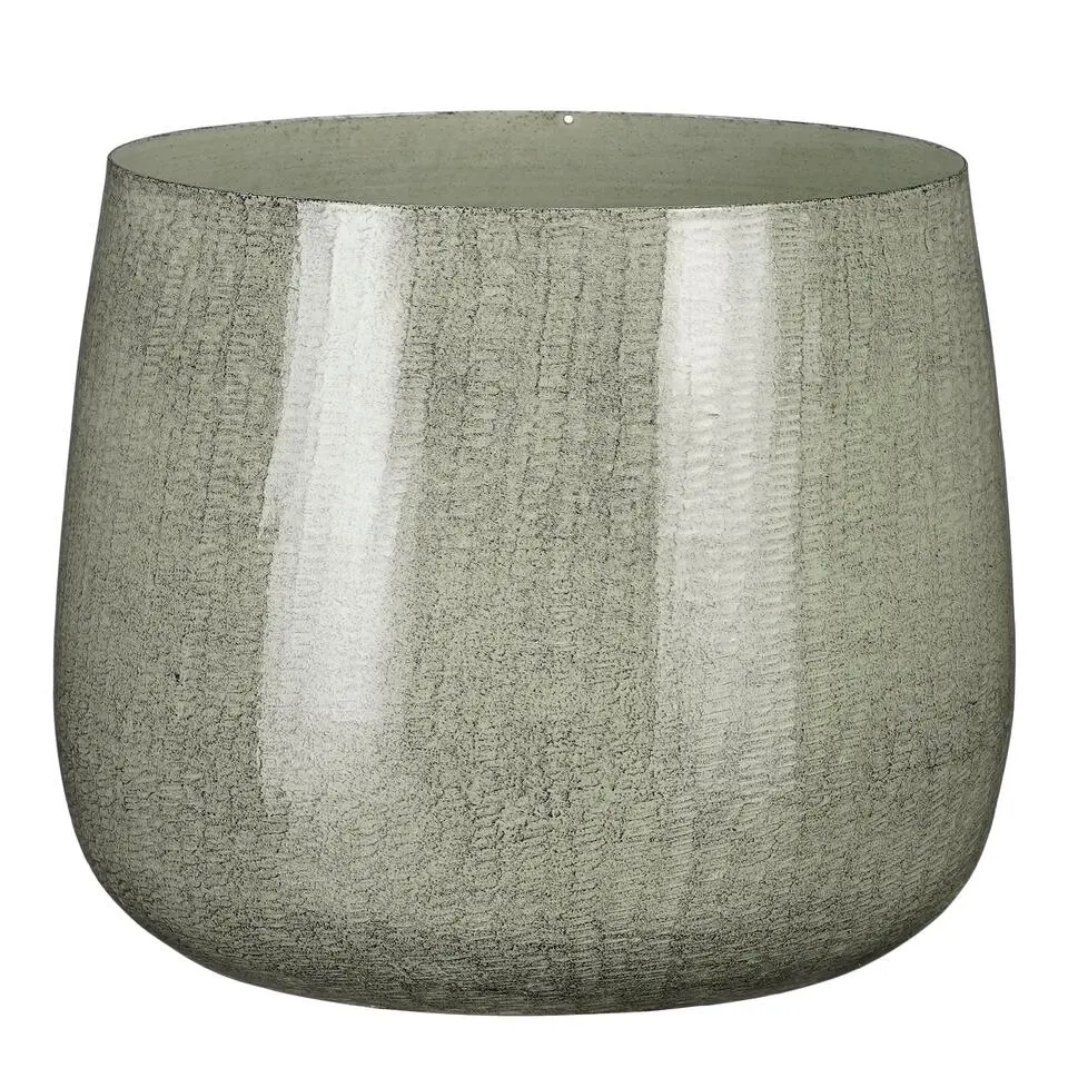 Mica Decorations Benson Bloempot - H22 x Ø24 cm - Metaal - Lichtgrijs