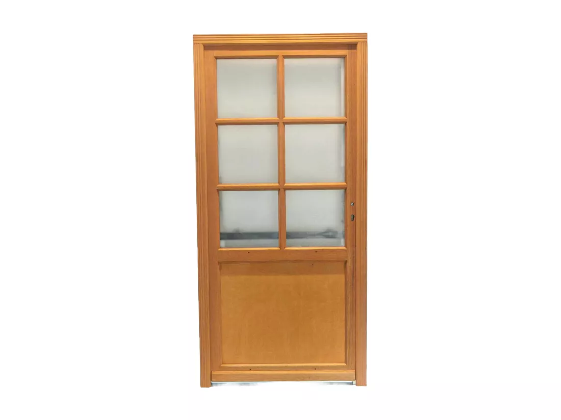 Porte De Service Bois Vitree Naxos, H,200xl,90 P,gauche + Poignee Et Barillet (ref 01245f924) Cotes Tableau Gd Menuiseries