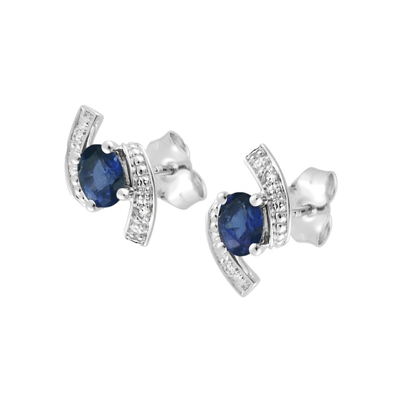 Boucles d'oreilles femme - Saphir et Diamant - Or 18 Carats