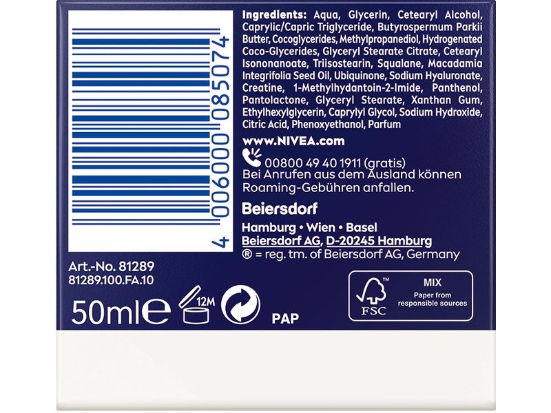 NIVEA Nachtcrème Care Q10 regenerierend 50 ml Regenerierende Anti-Falten Nachtpflege