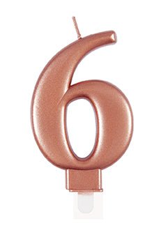 6 Jaar Kaars Rose Goud 10cm