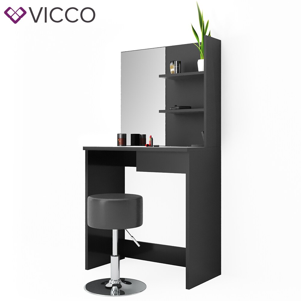 Vicco Schminktisch Dekos Frisiertisch Kommode Frisierkommode Spiegel Schwarz inklusive Hocker