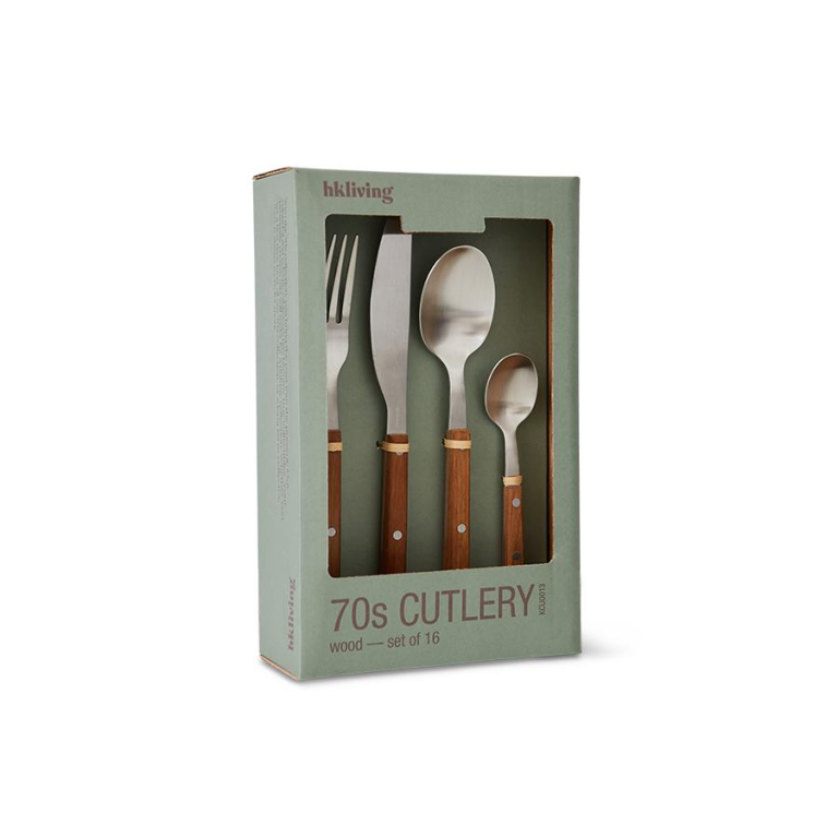 HKliving 70s bestek set van 16 Wood