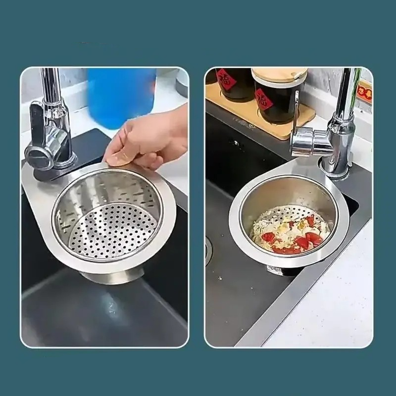 (Ø13cm) Edelstahl Waschsieb Obst / Gemüse Korb Küchensieb Spülbecken Abtropfkorb - Silber