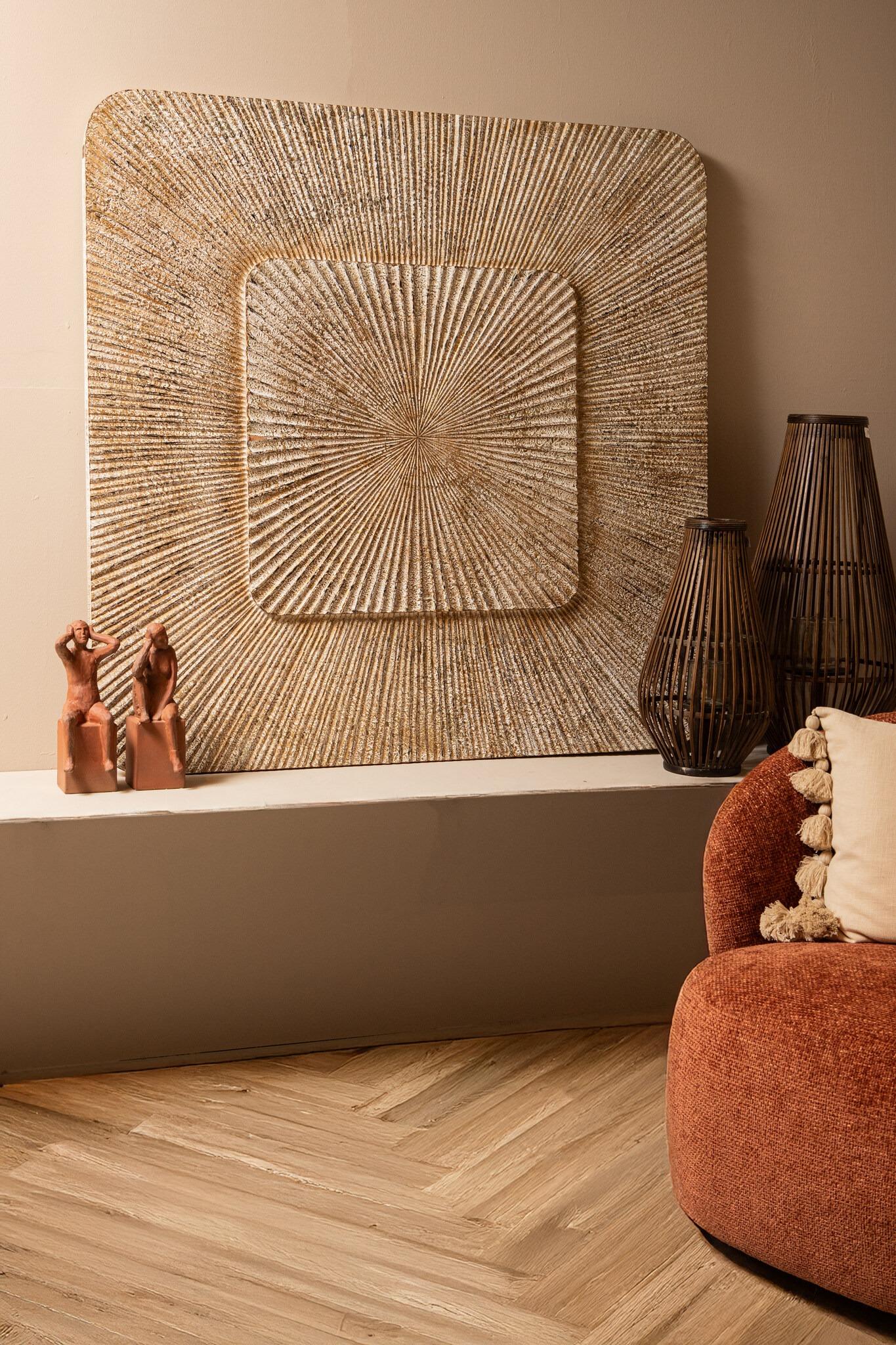 PTMD Dishita Cream Square Mdf  Wall Panel Ribbed Small