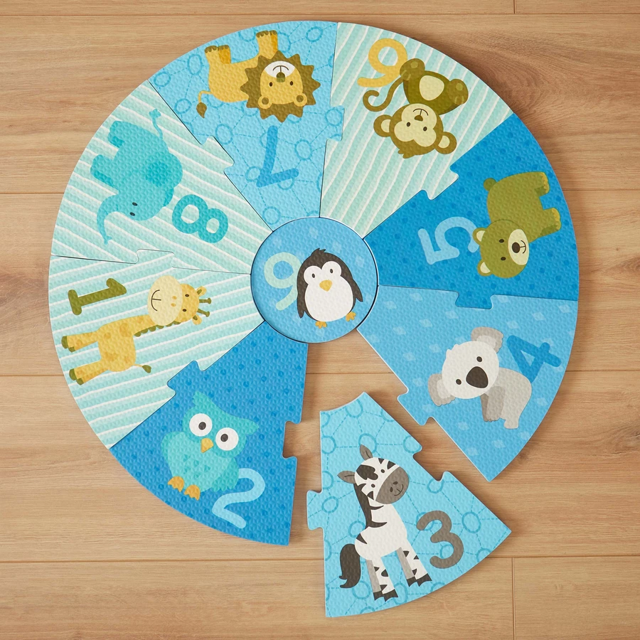 bieco Puzzlematte Tiere blau 18 tlg.