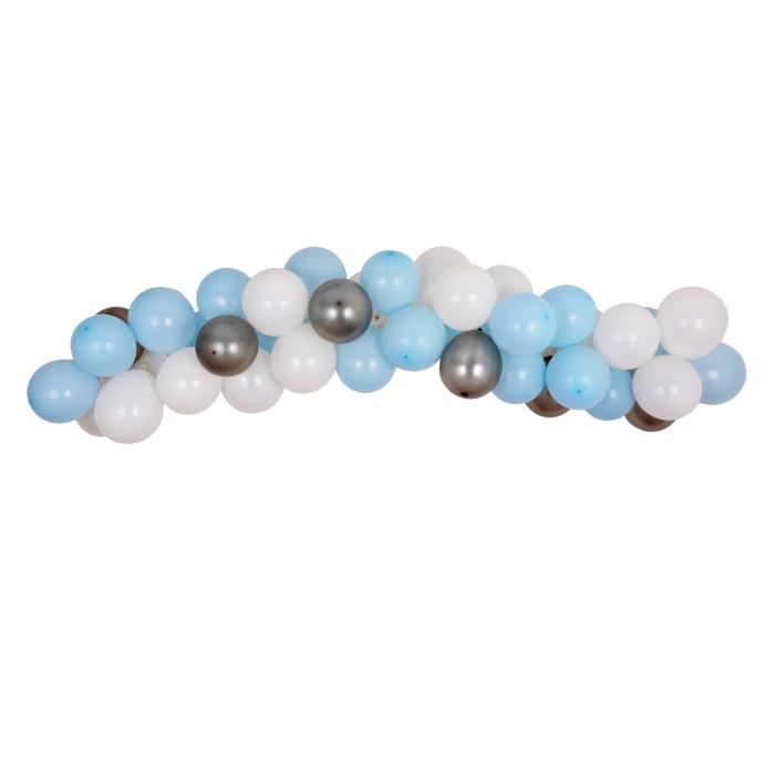 KIT ARCHE 40 BALLONS BLEU ARGENT BLANC
