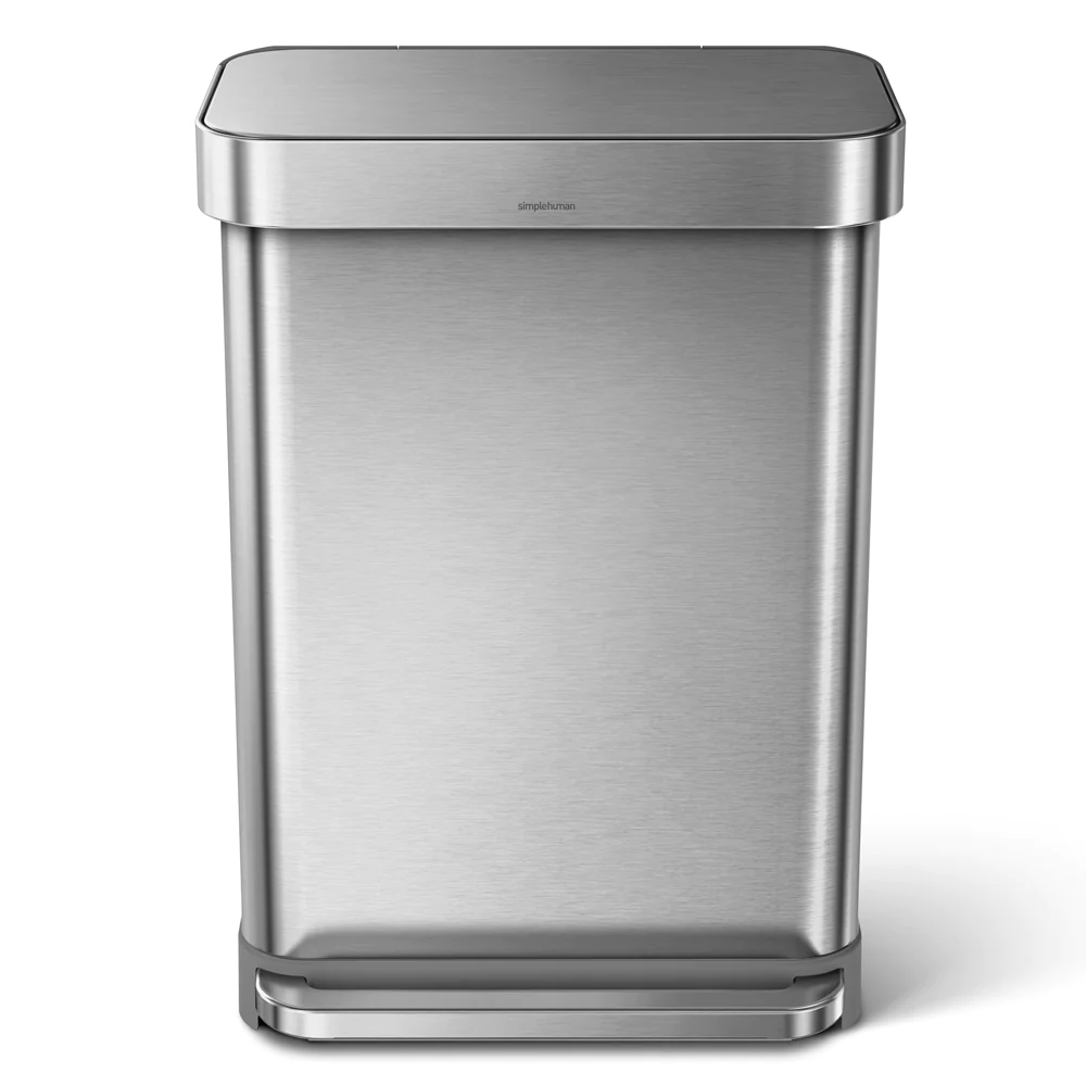 Poubelle rectangulaire à pédale 55L code Q inox Simplehuman