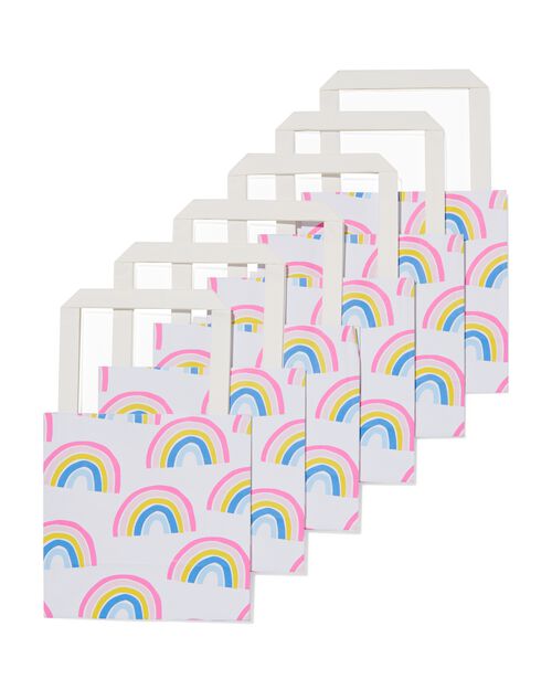 6 sacs cadeaux en papier 13x13x7 arc-en-ciel