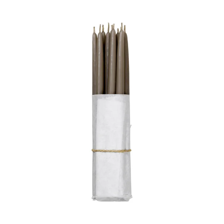 Broste Copenhagen - Tapers getauchte Spitzkerze, Ø 1,2 cm, linen (10er-Set)