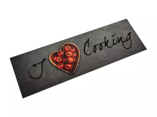 Tapis de cuisine lavable texte Cooking 45x150 cm velours