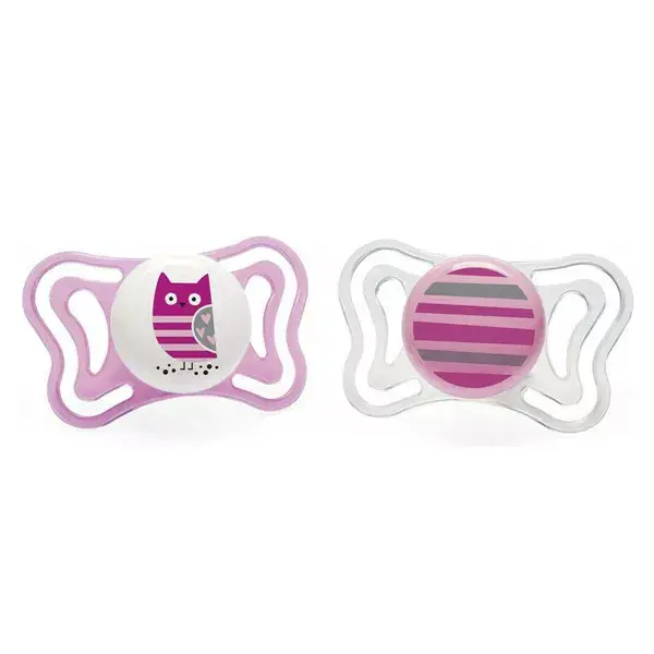 Chicco Sucette Physio Light Silicone Rose Hibou Etoiles 6-16m 2 unités