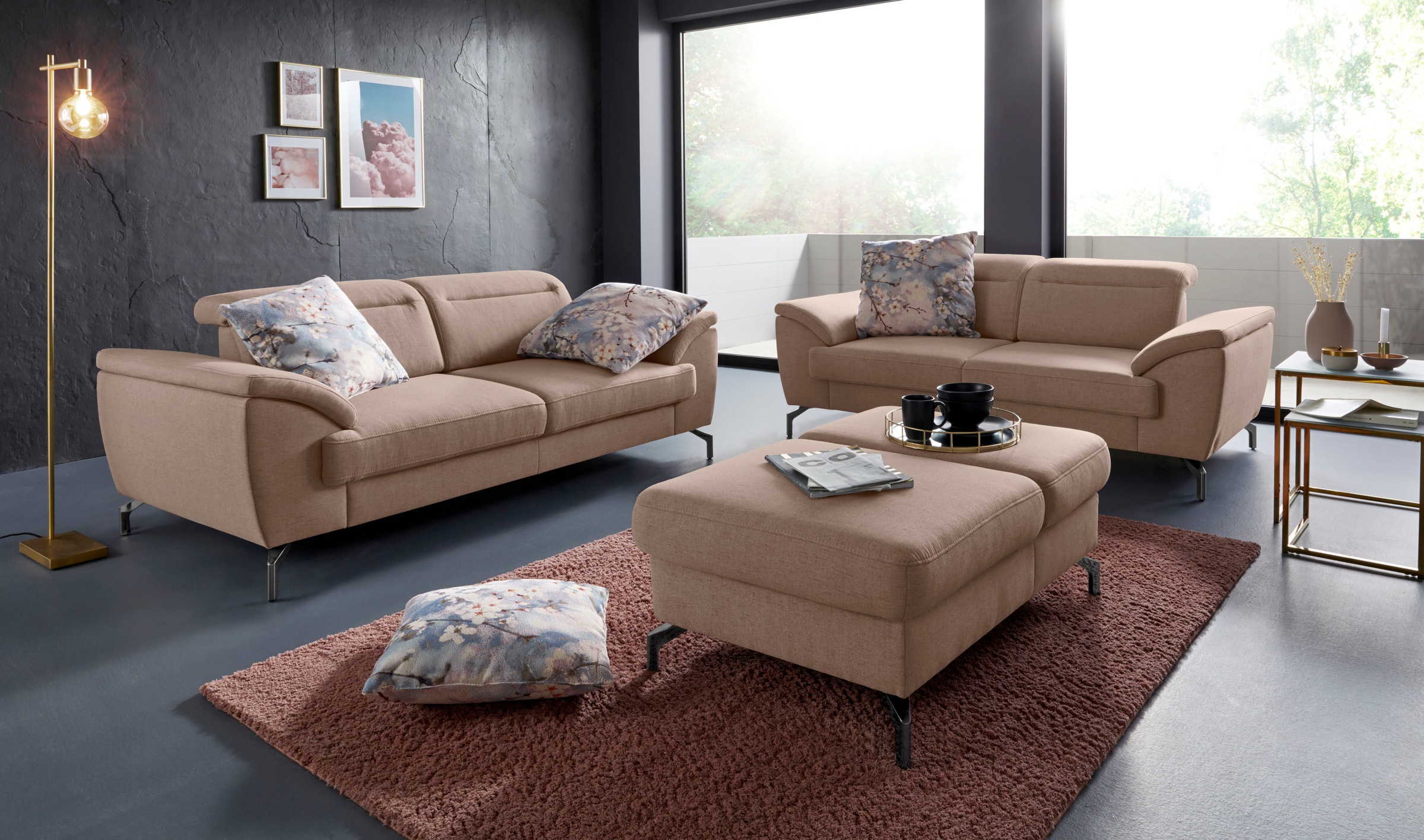 sit&more Hocker »Percy« Fusshöhe 15cm, mit Klappfunktion, wahlweise in 2 Fussfarben
