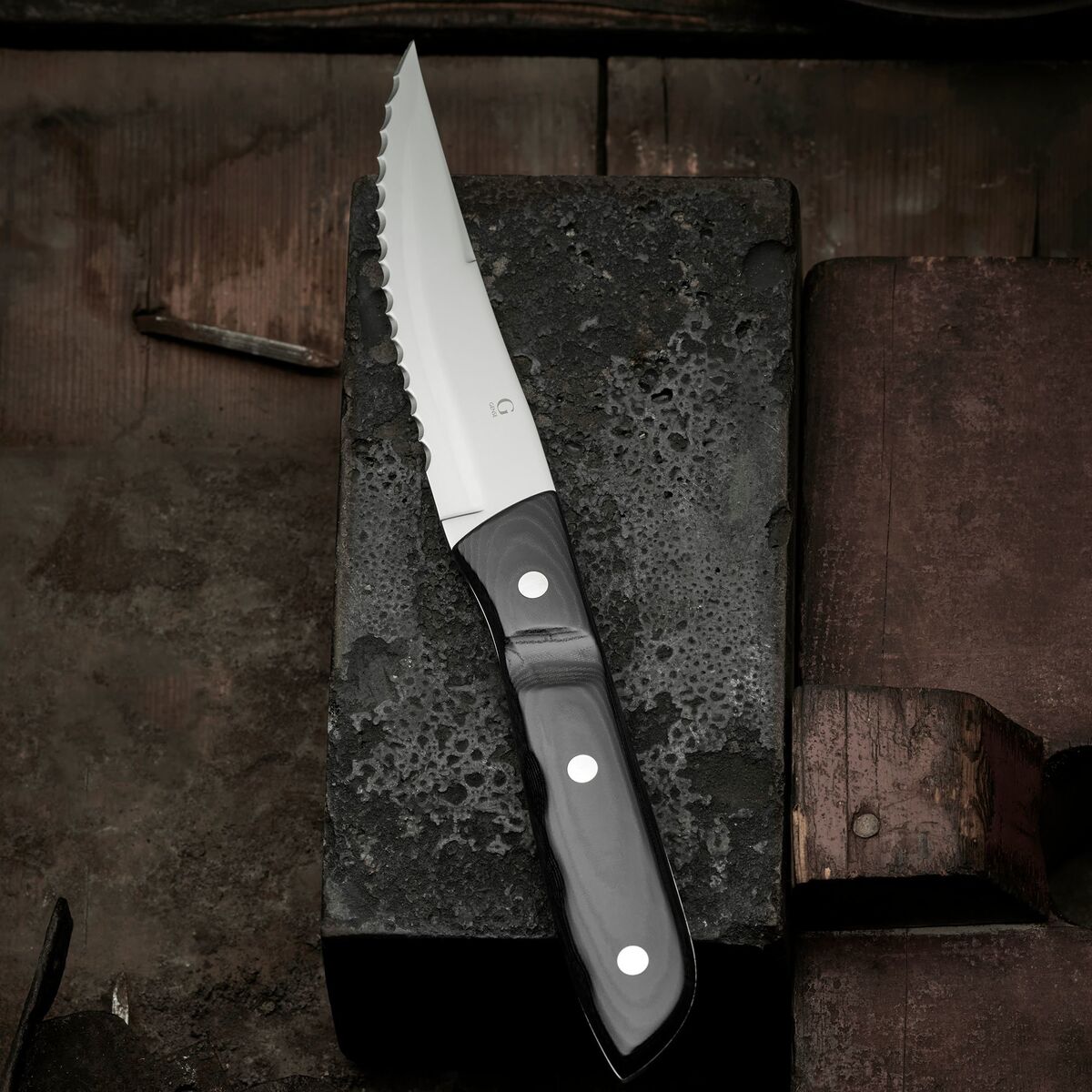 Old Farmer Micarta biffkniv XL 4 stk, svart/stål