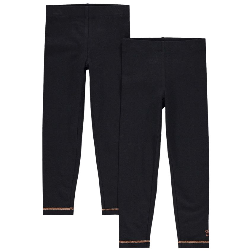 Lot de 2 leggings en jersey avec print fantaisie - Noir