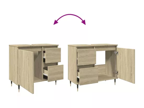 Armoire lavabo de salle de bain chêne sonoma bois d'ingénierie