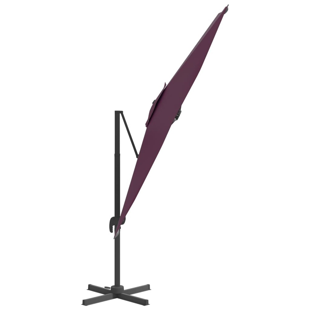 Parasol meuble de jardin déporté avec mât en aluminium 400 x 300 cm bordeaux
