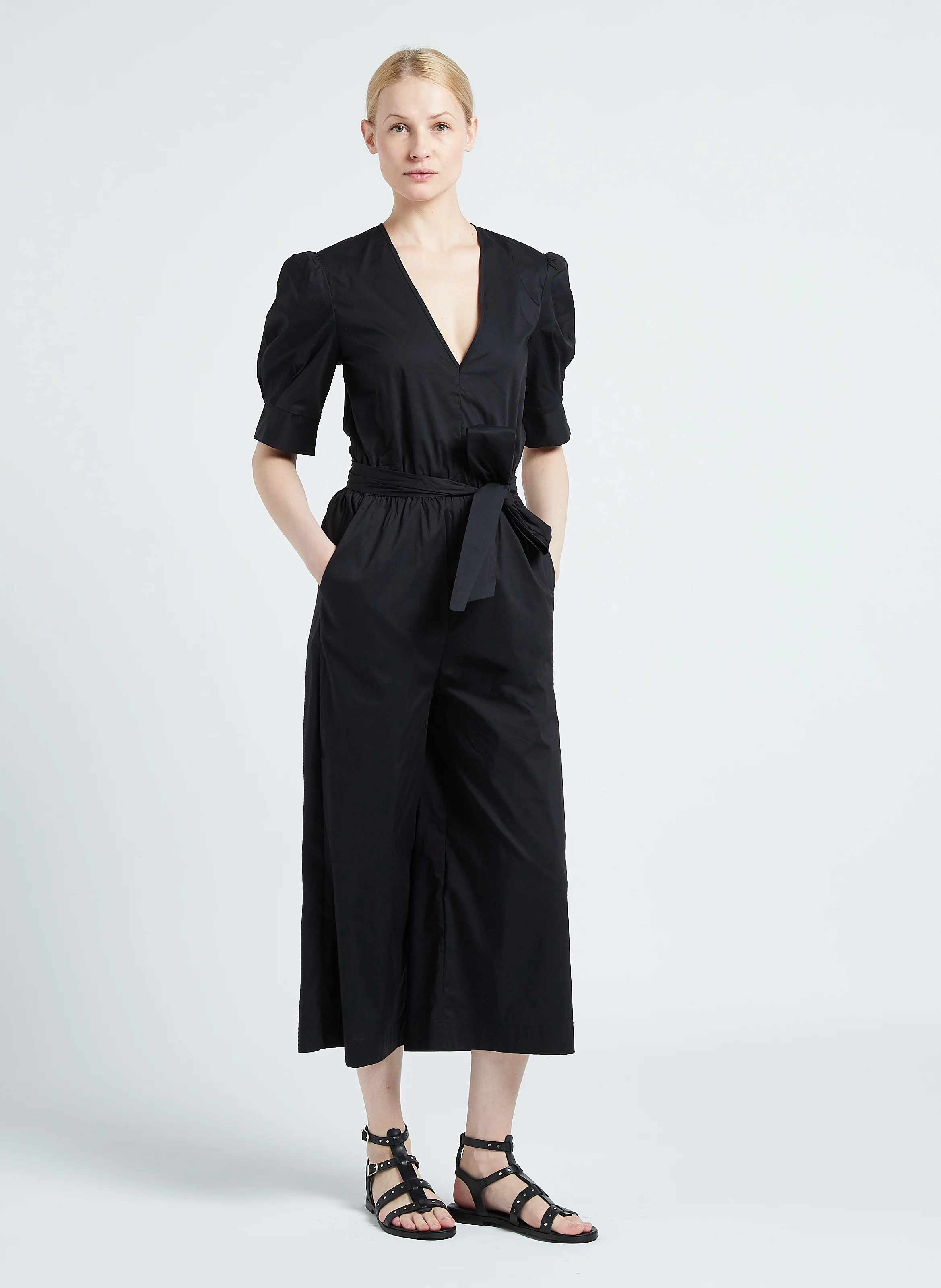CYNTHIA - Sandales plates en cuir| Noir