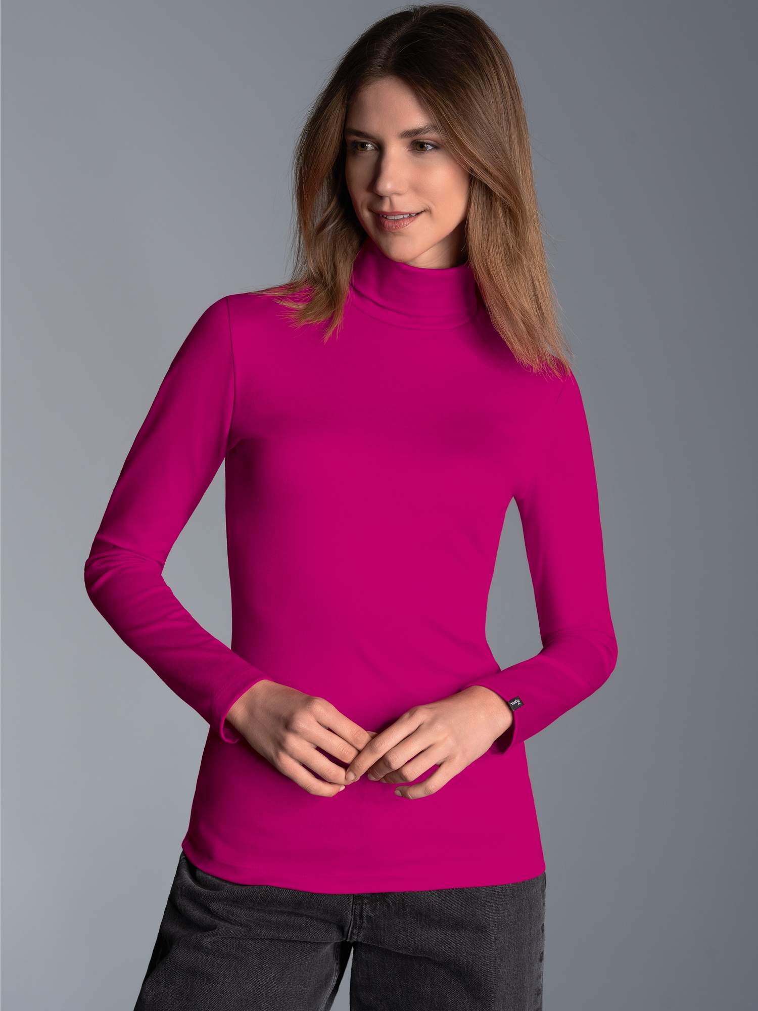 Rollkragenshirt Magenta