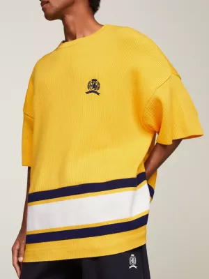 Camiseta de malha oversized com brasão