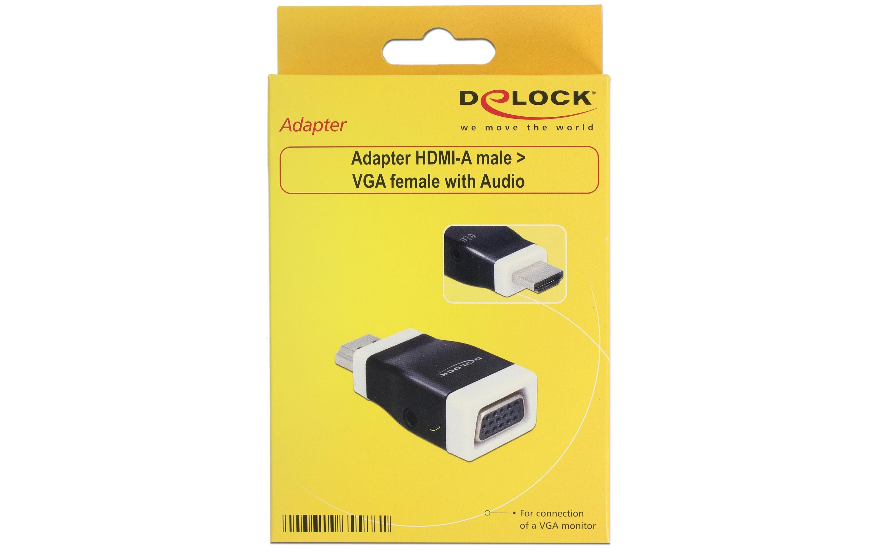 Adapter HDMI - VGA SchwarzHDMI zu VGA Adapter mit integrierter Audiobuchse