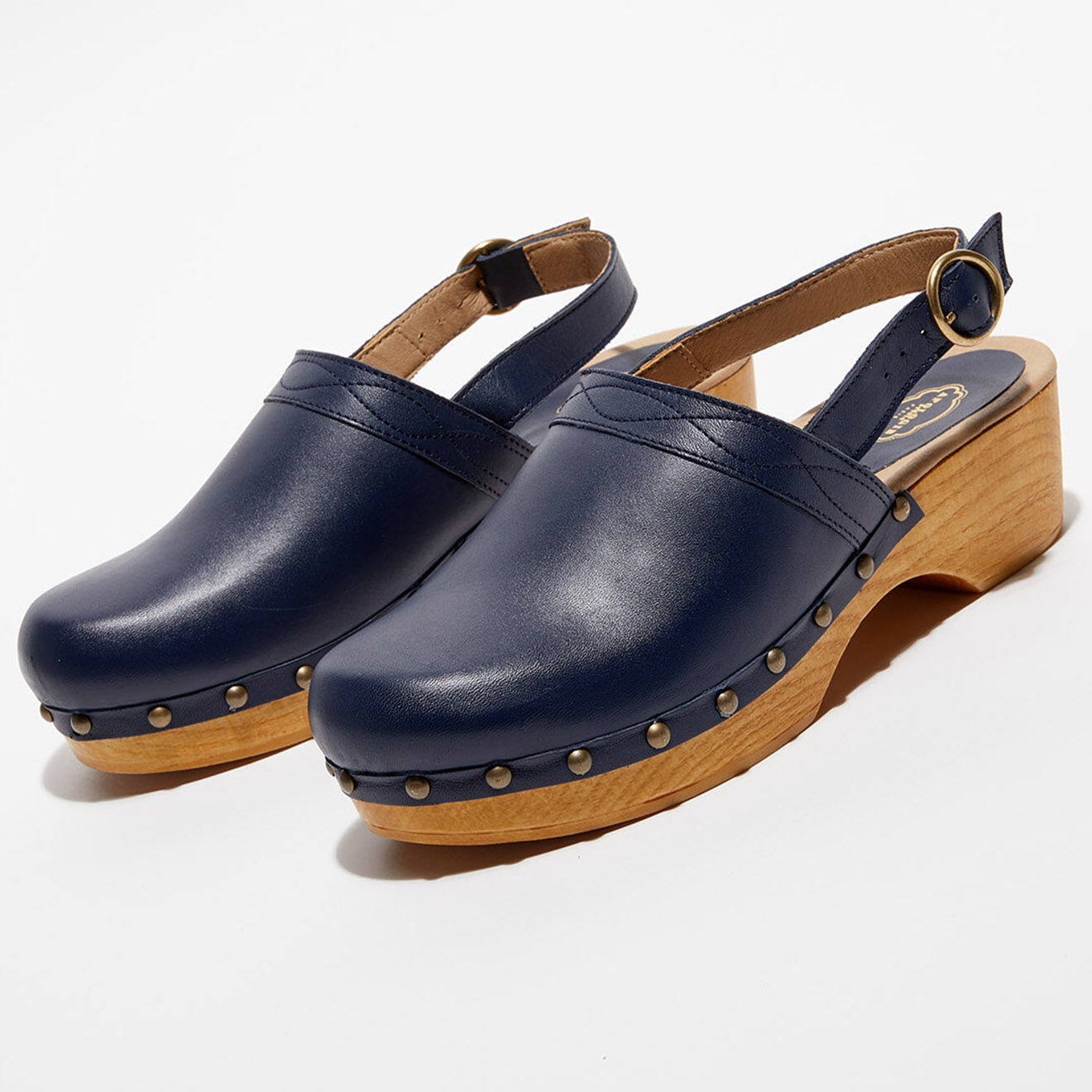 Apologie Studio Sabots en Cuir Nicole marine - Talon 5 cm