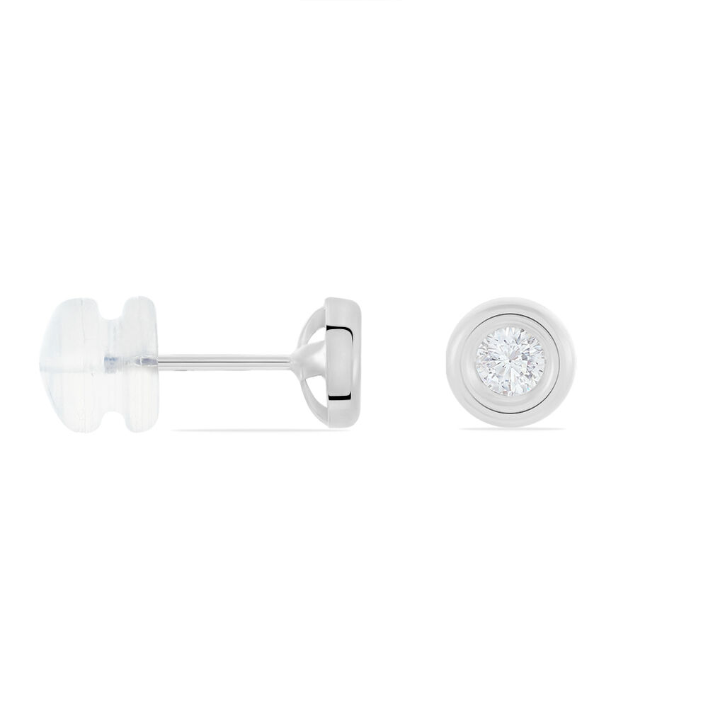 Boucles D'oreilles Puces Eden Serti Pneu Or Blanc Oxyde De Zirconium