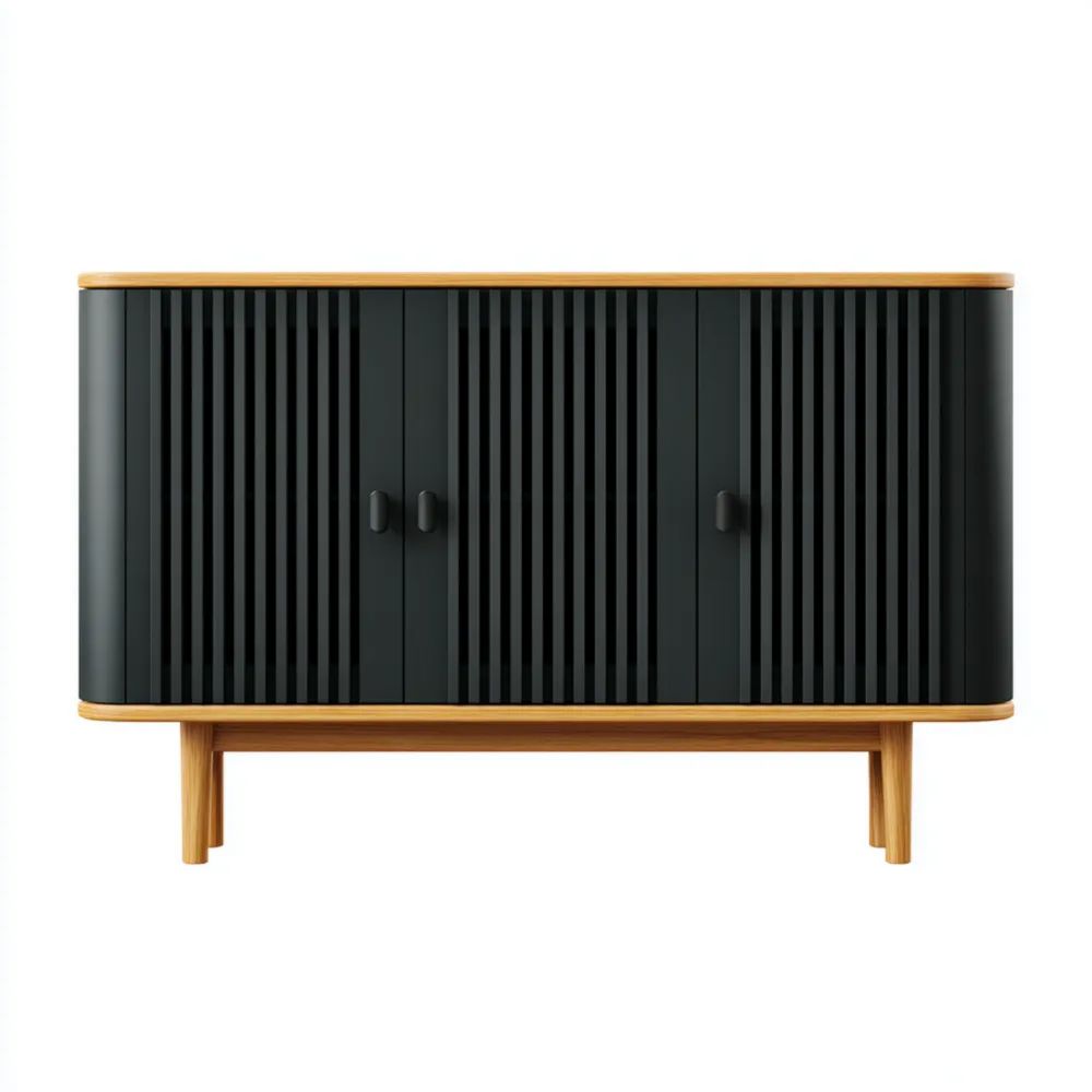 Sideboard Holz 120x80x40 cm - Schwarz/Natur - Modernes Design