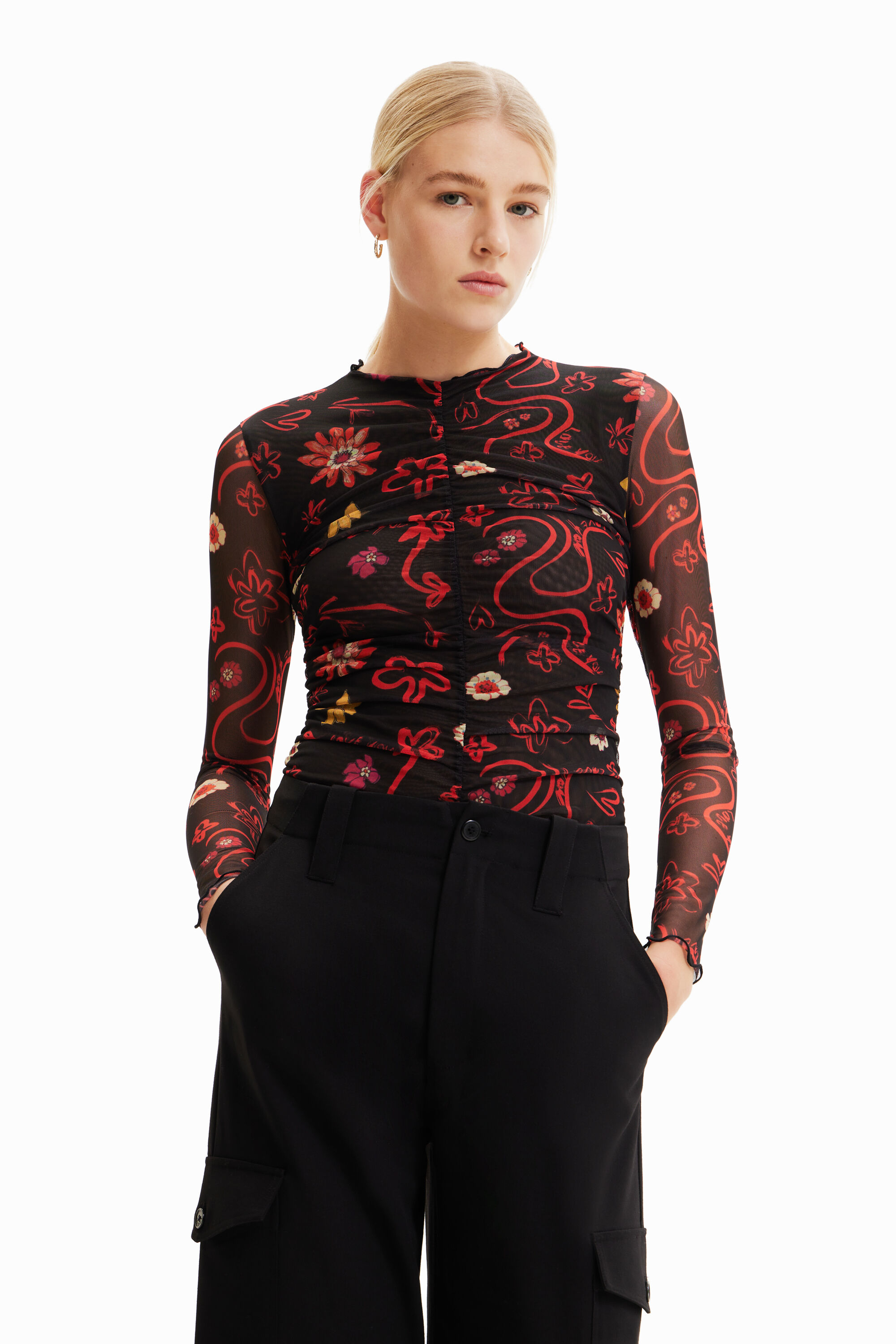 Body tulle fronces fleurs