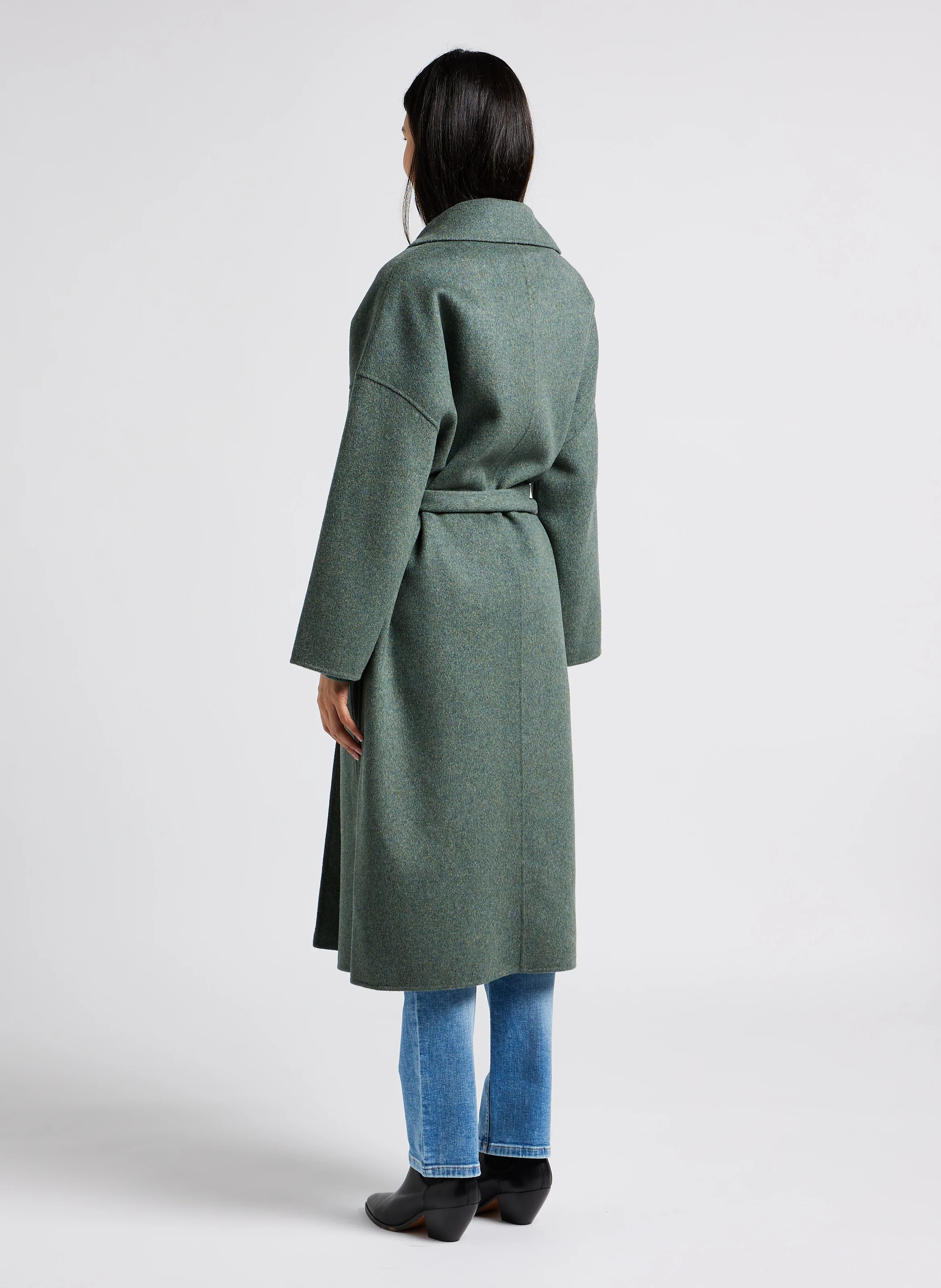 SIMON - Manteau ample à encolure crantée | Vert