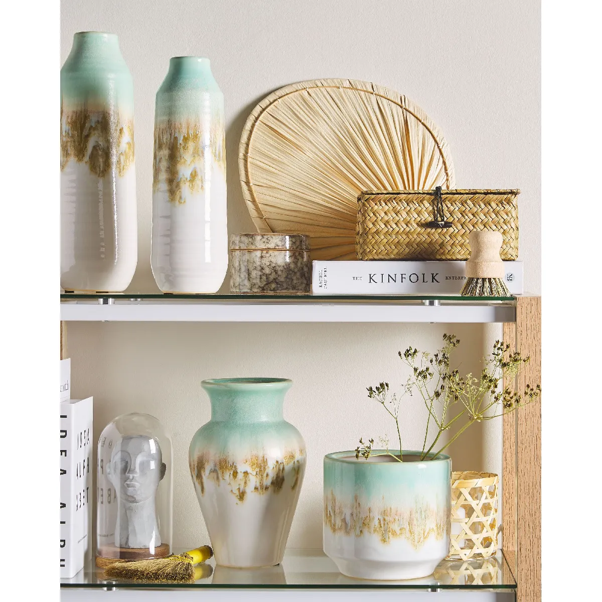 Beliani Vase Cyme - Céramique Vert Menthe 15 cm