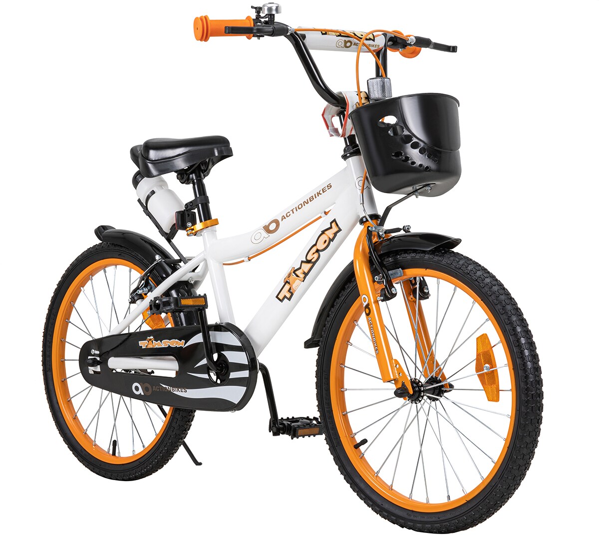 Actionbikes Kinderfahrrad Timson 20 Zoll, V-Brake-Bremsen, höhenverstellbar, Fahrradständer, Korb