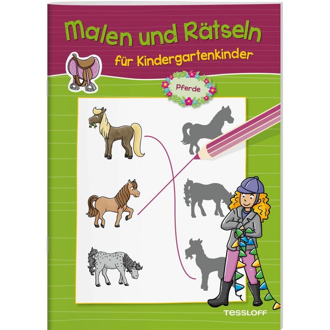 Malen und Rätseln für Kindergartenkinder - Pferde