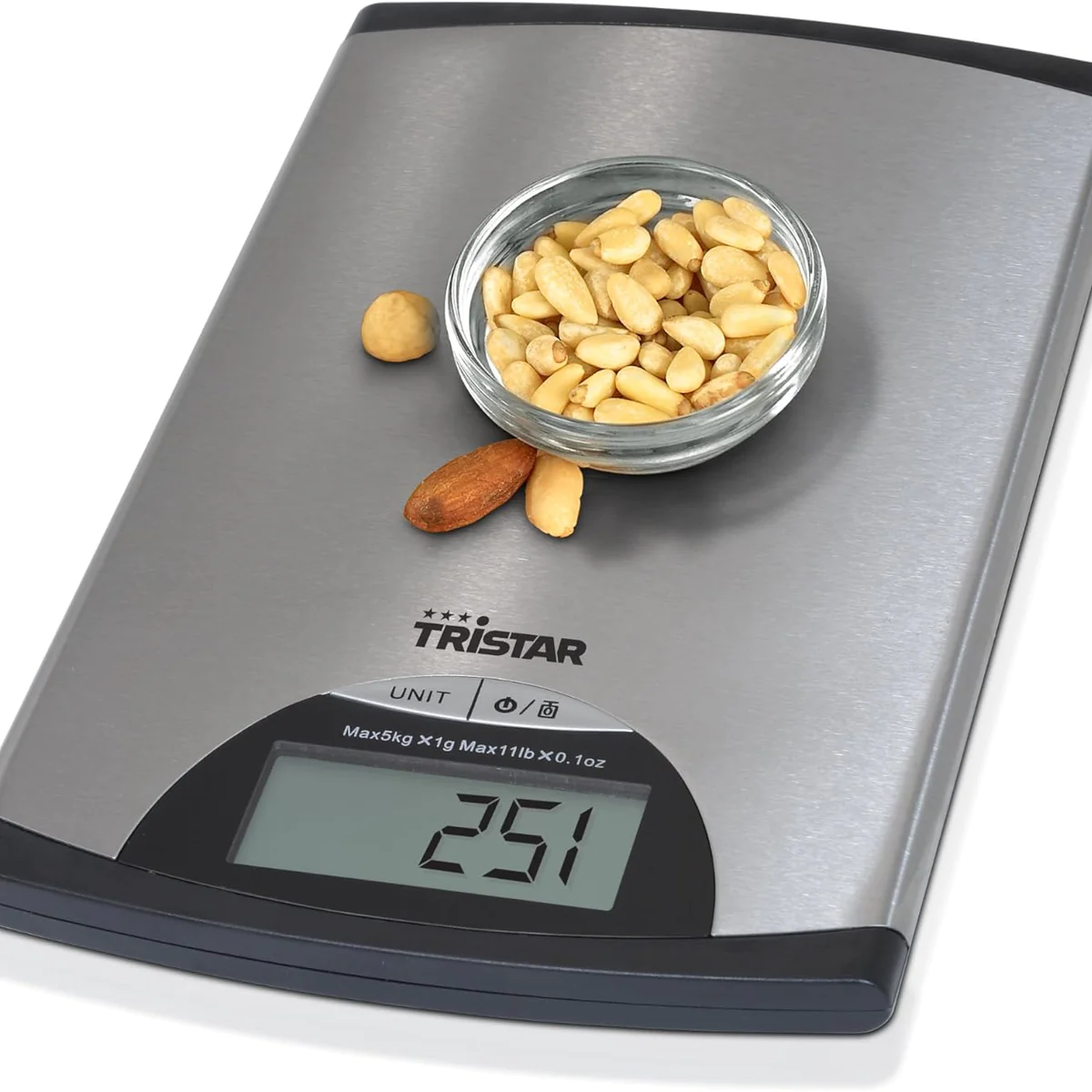 Balance de cuisine électronique jusqu'à 5 kg gris Tristar