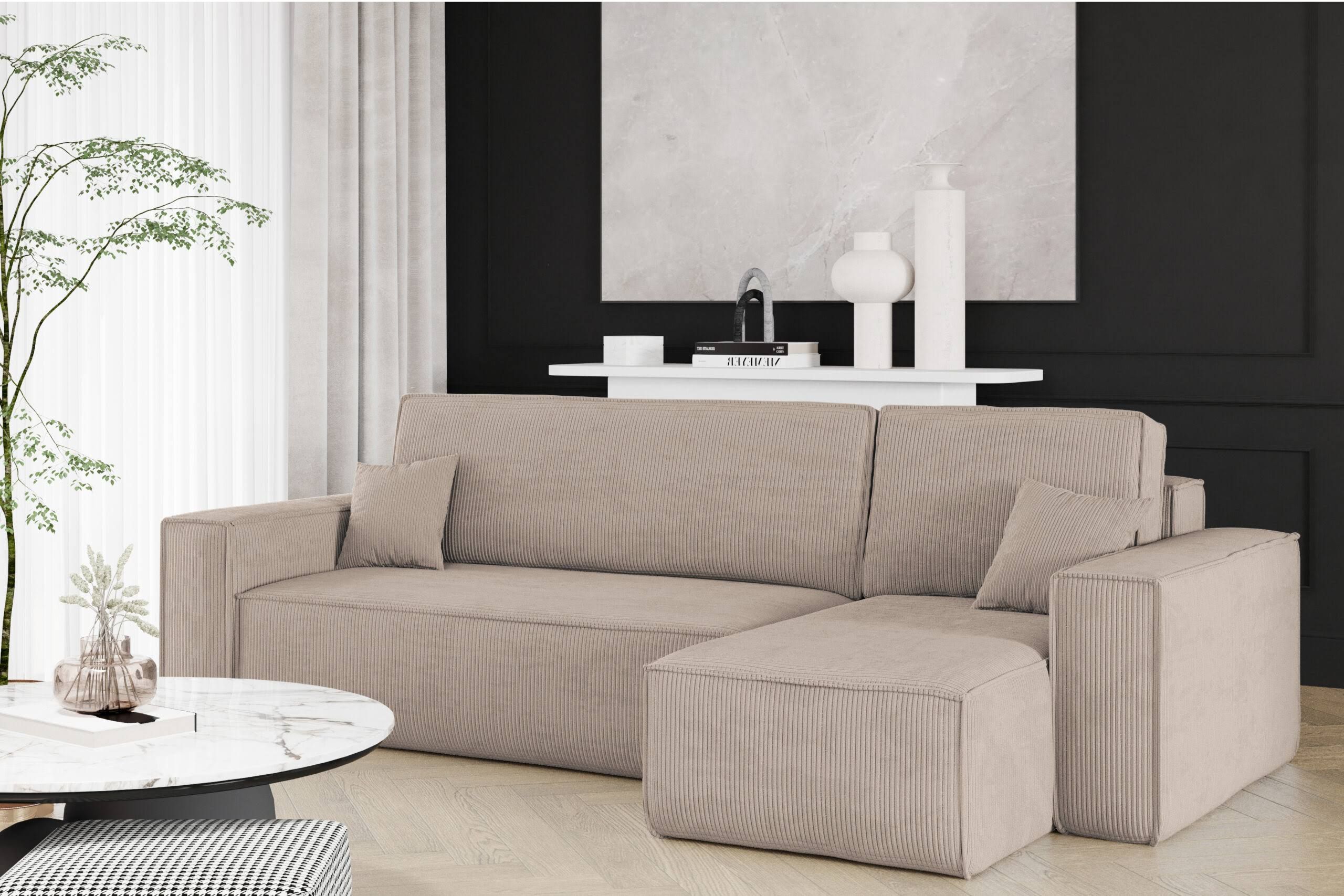 Ecksofa mit schlaffunktion und bettkasten Eckcouch BEST stoff Poso Dic