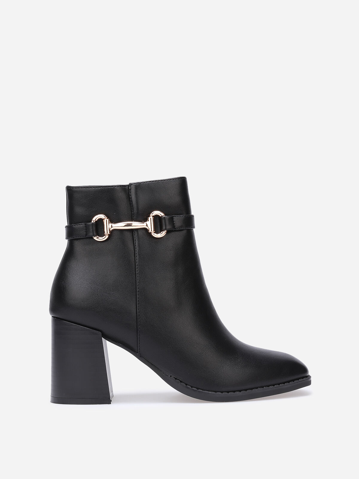 Bottines en simili à mors doré- Noir