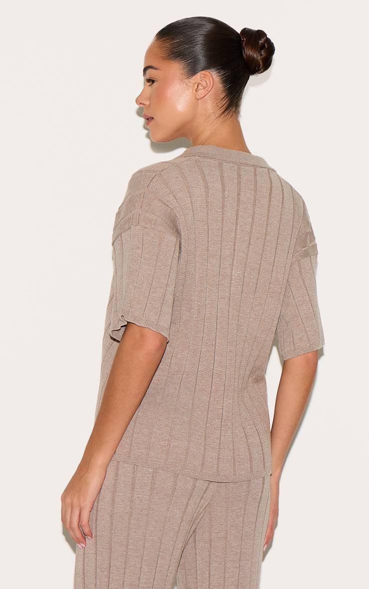 Moka Haut Polo Oversize En Maille Côtelée