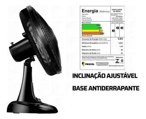Ventilador De Mesa 40cm Com 6 P&aacute;s Super Power Mondial