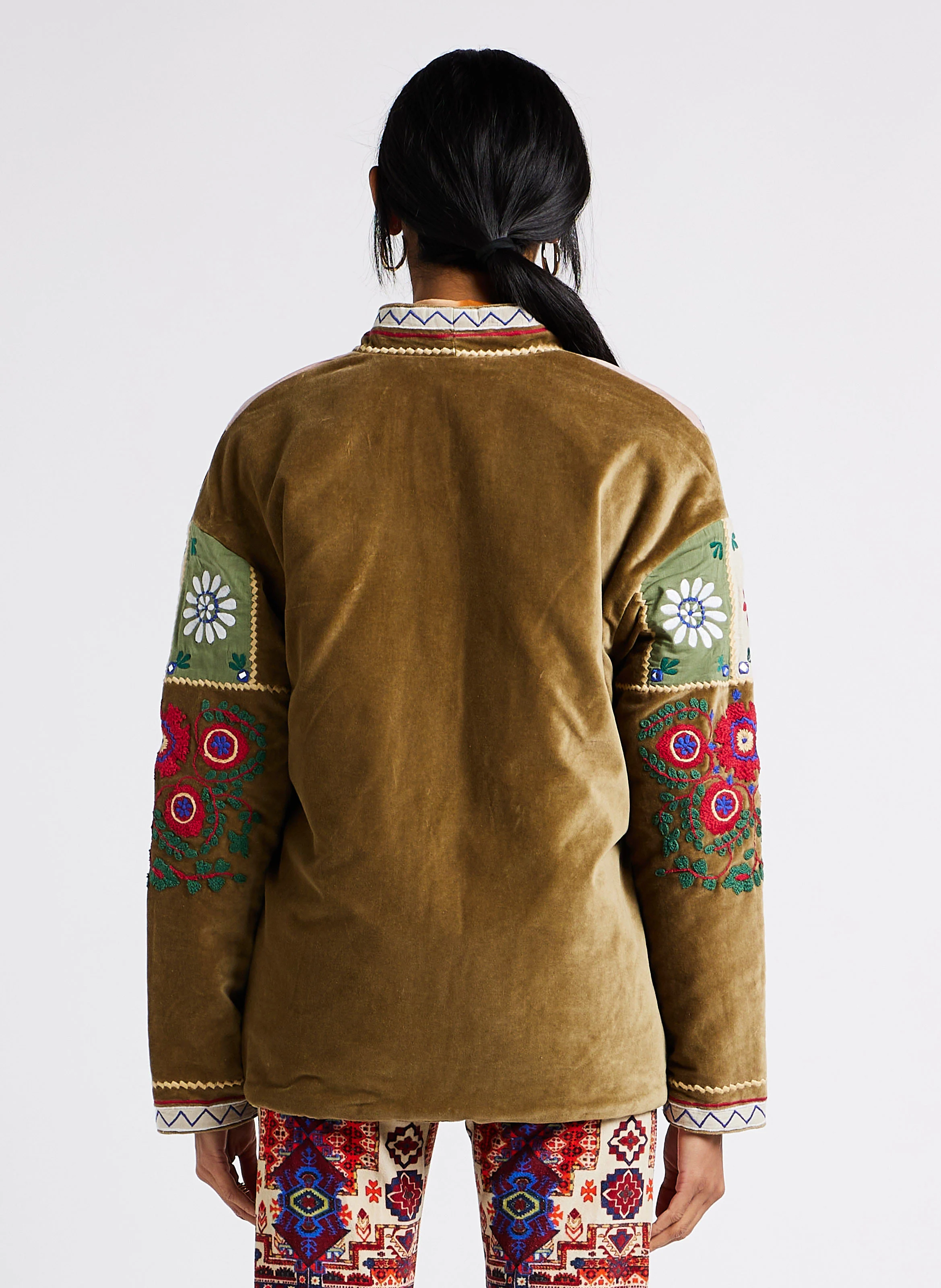PATCHWORK - Veste droite en coton | Kaki