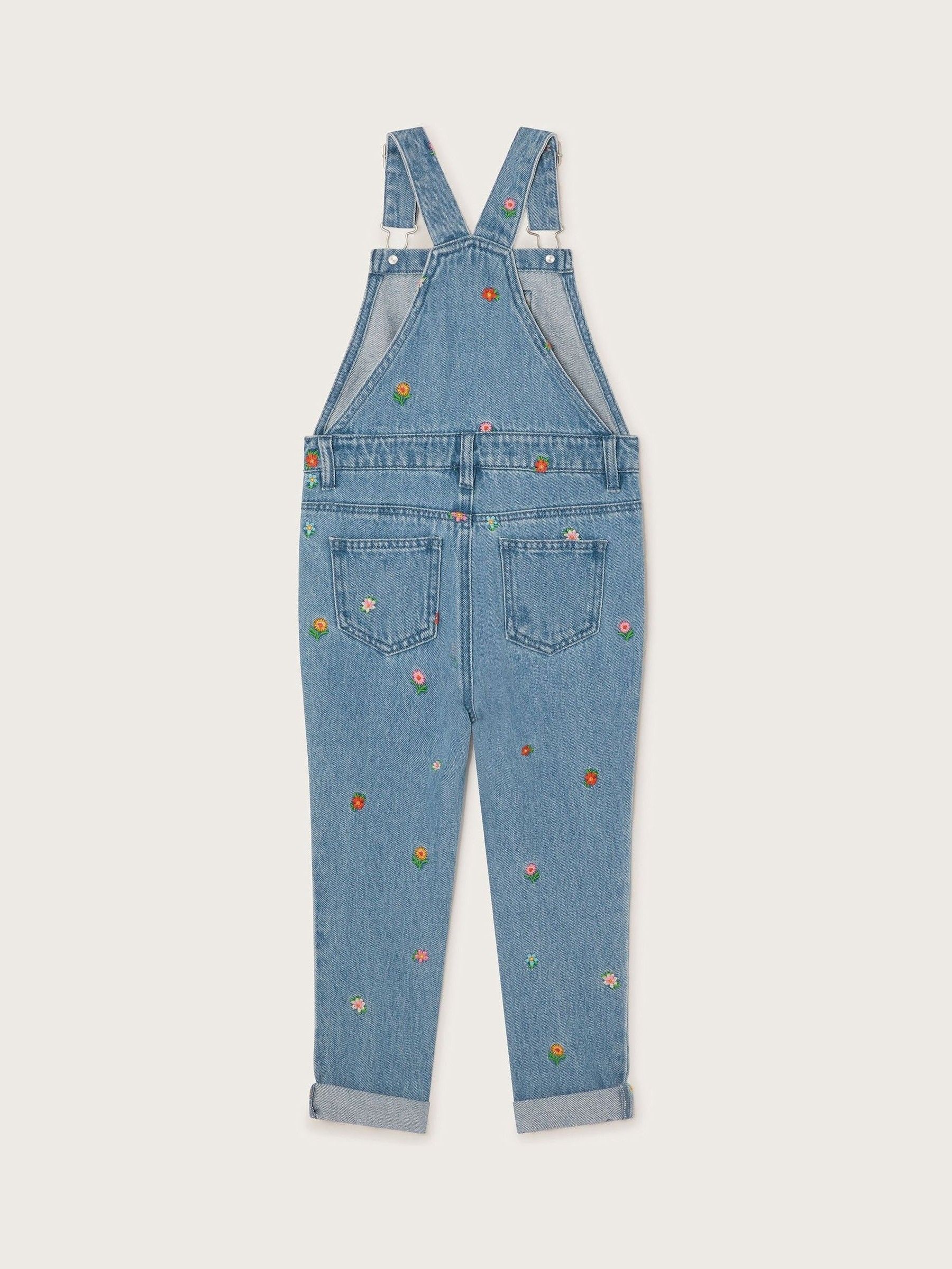 Monsoon Bloemen geborduurde Denim 100% katoenen bretelbroeken