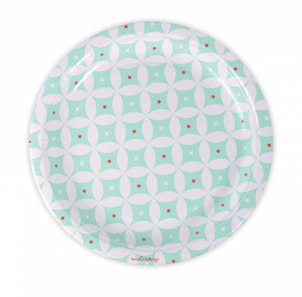 8 assiettes carton ø 23 cm - rosaces