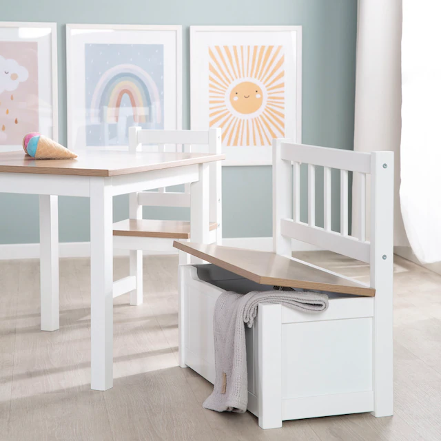 roba® Truhenbank »Woody, natur & weiss« aufklappbar