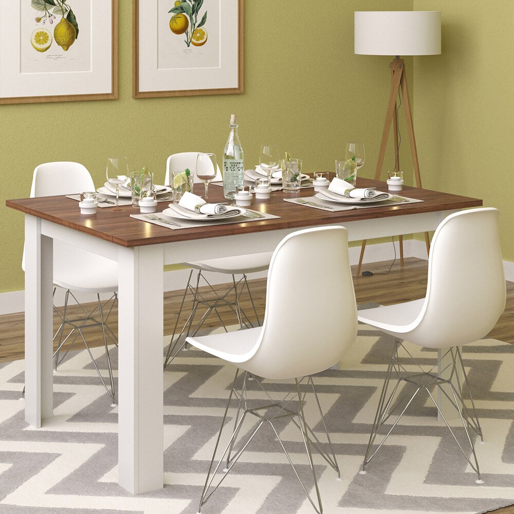 Vicco Esstisch Karlos Esszimmertisch Wohnzimmer Küchentisch 140cm Weiß Nussbaum