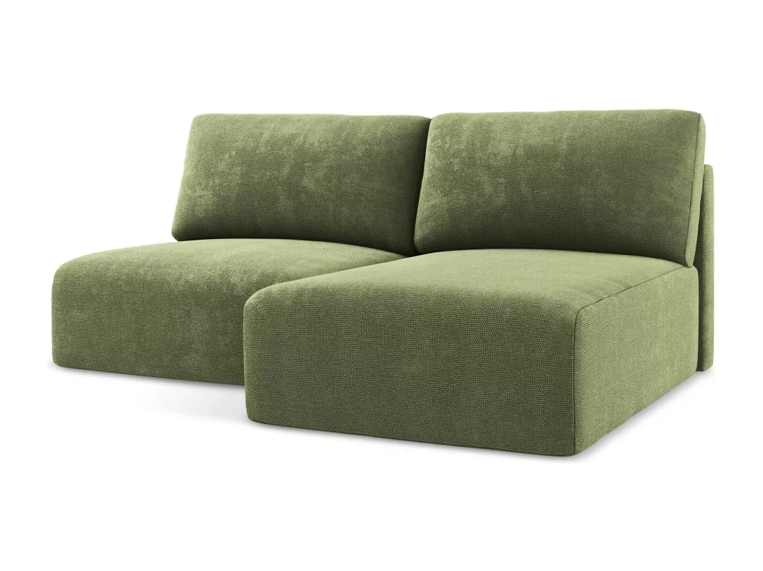 Canapé d’angle 3 places droit sans accoudoir convertible en Chenille - vert - KONA