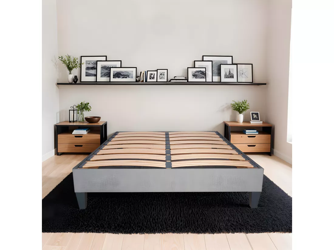 OLYMPE LITERIE | Sommier à lattes en bois ERGOSTAR 140x200 cm | Coloris Gris clair | Livré en kit