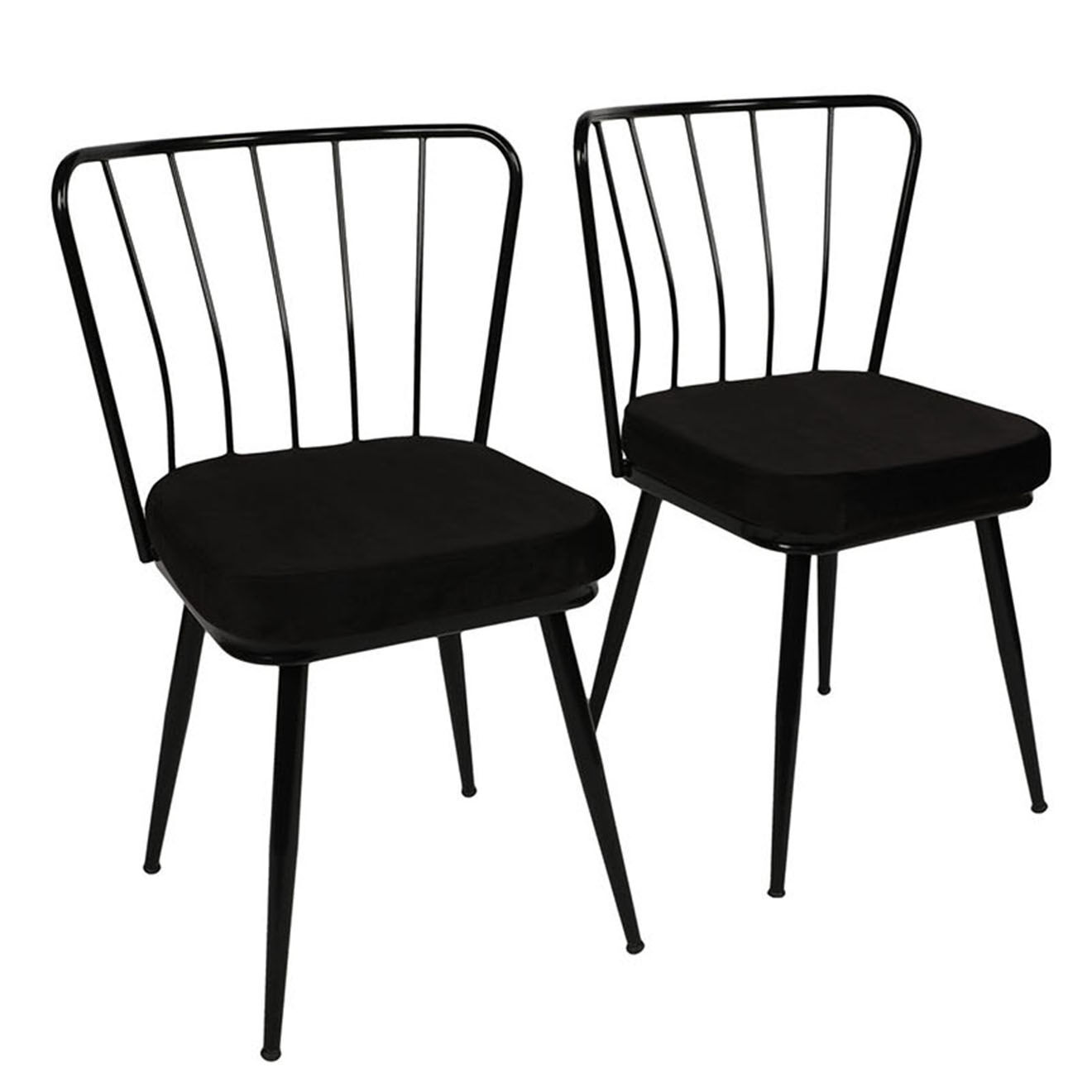 Wooden Art 2 Chaises Yildiz noires - 82x43x42 cm